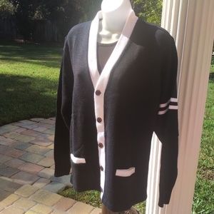 Navy and White Cardigan NWOT S